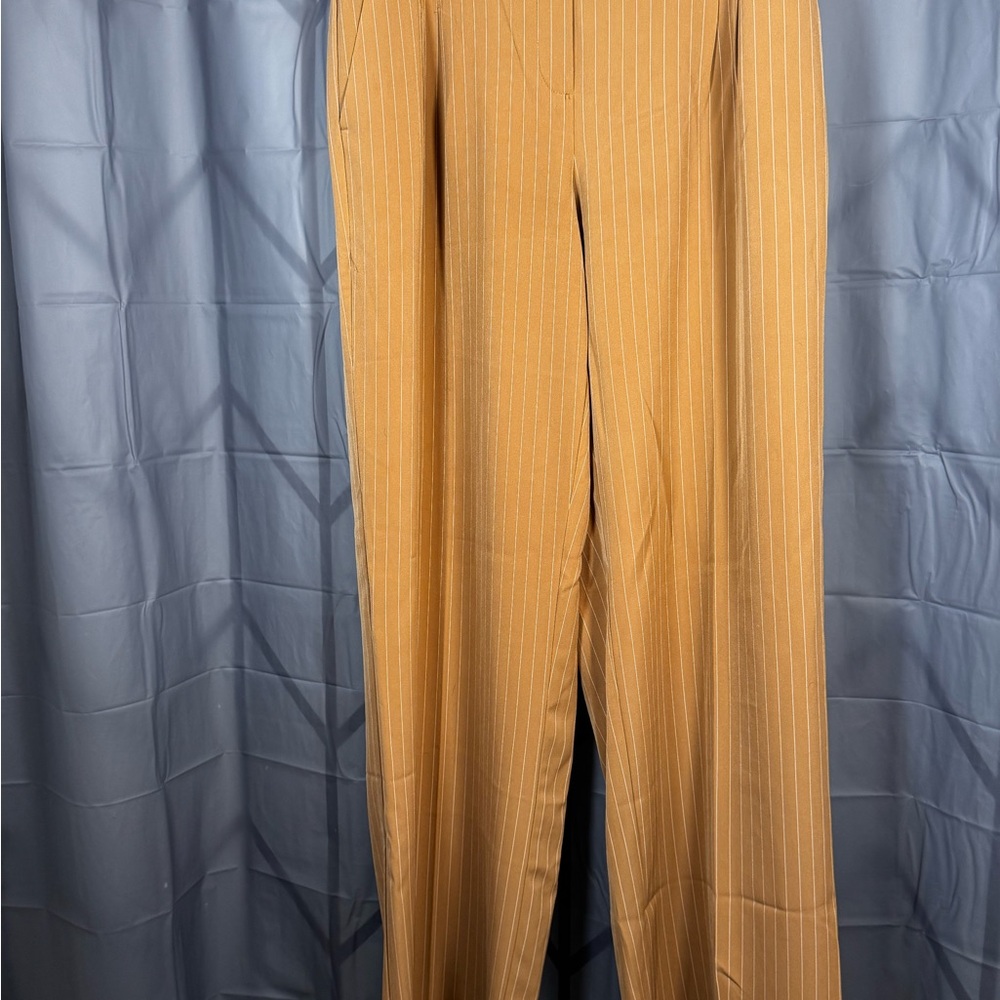 Striped Mustard Yellow Wide-Leg Pants